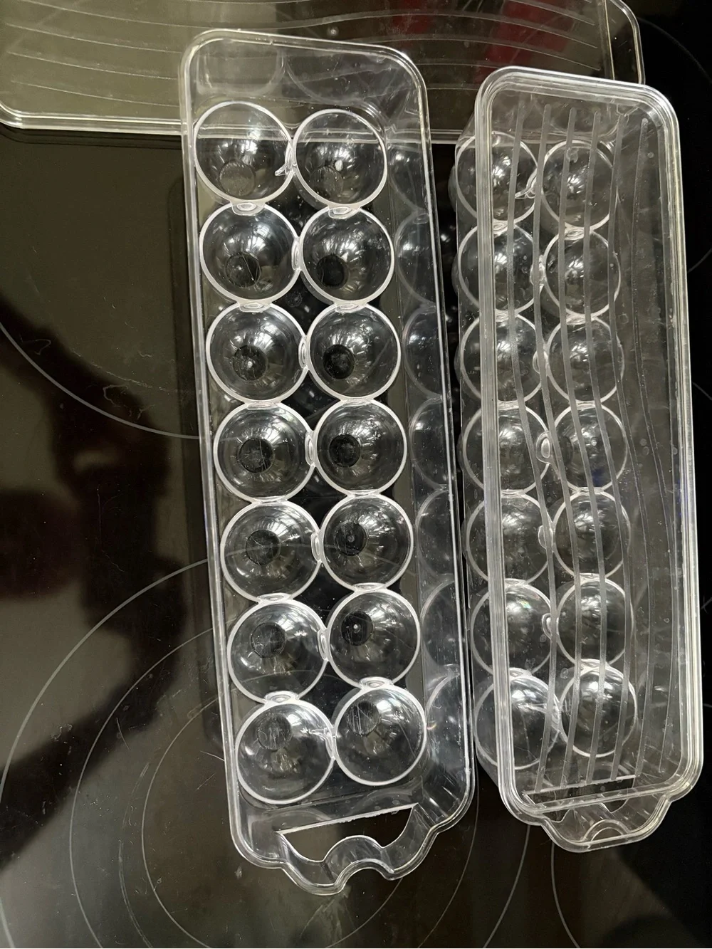 Clear Plastic Egg Tray Storage Organizers, set of 2 with lids